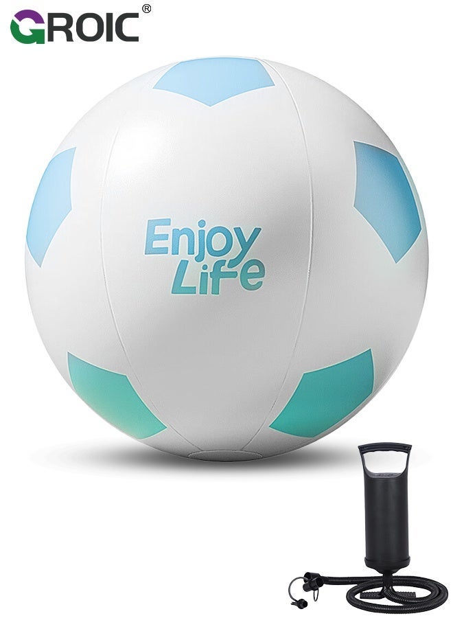 GROIC 1pc Giant Inflatable Soccer Ball - 100CM Beach Volleyball, Soccer Beach Ball with "Enjoy Life" Motif, Sports Gear  for Family Parties, Outdoor/Indoor Games Summer Swimming Pool Water Sports - Image 2